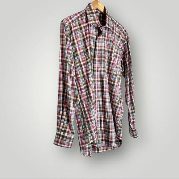 Peter Millar | Plaid Button Front Mens Shirt Chest Pocket Cotton EUC - Picture 3 of 8